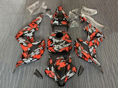 Affordable 2007-2008 Honda CBR600RR Motorcycle Fairings - Red Grey Camouflage