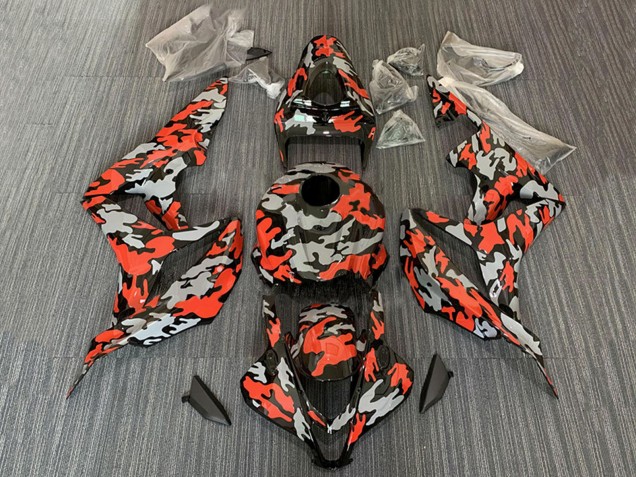 2007-2008 Honda CBR600RR Motorcycle Fairings - Red Grey Camouflage