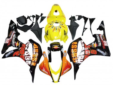 Affordable 2007-2008 Honda CBR600RR Motorcycle Fairings - Yellow Orange Glossy Black Rossi Repsol