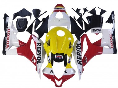 Affordable 2007-2008 Honda CBR600RR Motorcycle Fairings - White Yellow Red Repsol HRC