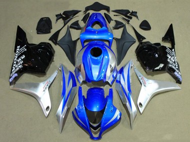 Affordable 2009-2012 Honda CBR600RR Motorcycle Fairings - Silver Blue Glossy Black Racing