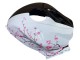 2009-2012 Honda CBR600RR Motorcycle Fairings - White Cherry Blossom Glossy Black