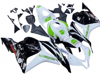 Affordable 2009-2012 Honda CBR600RR Motorcycle Fairings - White Green Glossy Black Hannspree