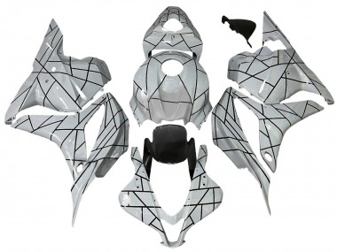 Affordable 2009-2012 Honda CBR600RR Motorcycle Fairings - White Grey Black Lines