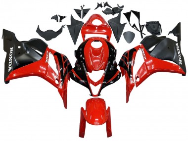 Affordable 2009-2012 Honda CBR600RR Motorcycle Fairings - Red Glossy Black Matte Black Stripe