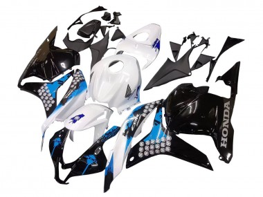 Affordable 2009-2012 Honda CBR600RR Motorcycle Fairings Kit - White Blue Glossy Black