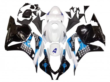 Affordable 2009-2012 Honda CBR600RR Motorcycle Fairings Kit - White Blue Glossy Black