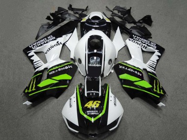 Affordable 2009-2012 Honda CBR600RR Motorcycle Fairings - White Green Glossy Black Semakin Didepan Monster 46