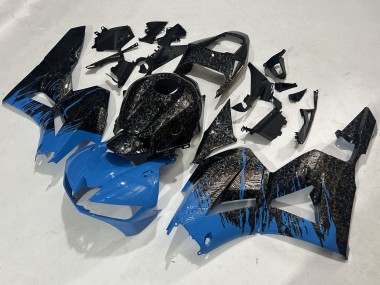 Affordable 2009-2012 Honda CBR600RR Motorcycle Fairings - Black Forged Carbon Fiber Blue