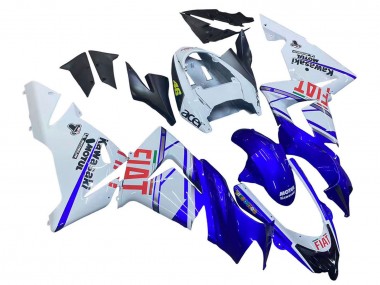 Affordable 2004-2005 Kawasaki ZX10R Motorcycle Fairings - Glossy Blue White Fiat Motul