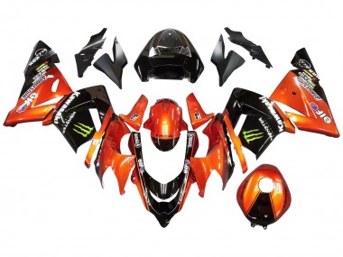 Affordable 2004-2005 Kawasaki ZX10R Motorcycle Fairings - Burnt Orange Black Monster Elf