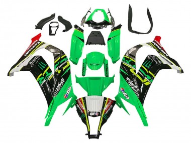 Affordable 2011-2015 Kawasaki ZX10R Motorcycle Fairings - Green Yellow Black White Elf Monster