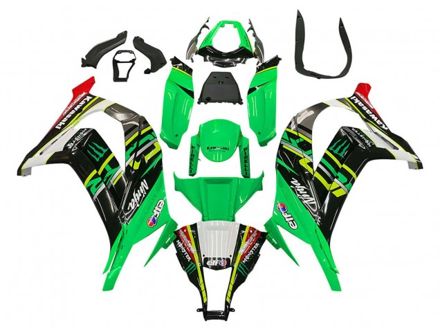 2011-2015 Kawasaki ZX10R Motorcycle Fairings - Green Yellow Black White Elf Monster