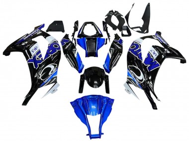 Affordable 2011-2015 Kawasaki ZX10R Motorcycle Fairings - Blue White Glossy Black