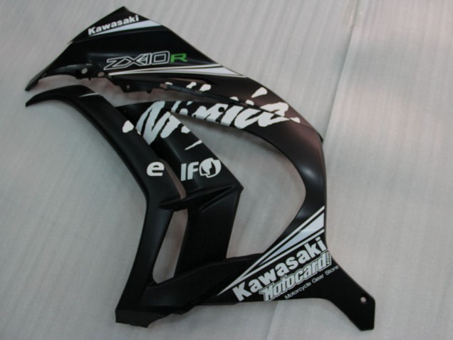 2011-2015 Kawasaki ZX10R Motorcycle Fairings - Glossy Black White Elf Snow Decal