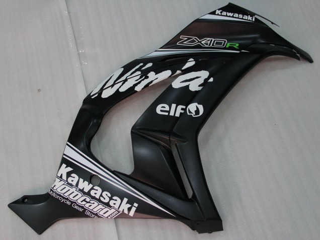 2011-2015 Kawasaki ZX10R Motorcycle Fairings - Glossy Black White Elf Snow Decal