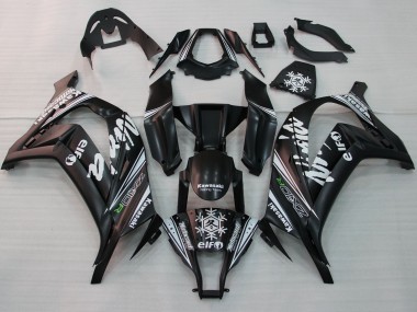 Affordable 2011-2015 Kawasaki ZX10R Motorcycle Fairings - Glossy Black White Elf Snow Decal