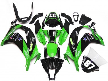 Affordable 2011-2015 Kawasaki ZX10R Motorcycle Fairings - Green Glossy Black Blue Star Team Green 87