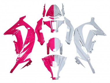 Affordable 2011-2015 Kawasaki ZX10R Motorcycle Fairings - Pink White Split