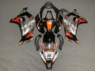 Affordable 2011-2015 Kawasaki ZX10R Motorcycle Fairings - White Orange Black Mahi Elf 66 Superbike