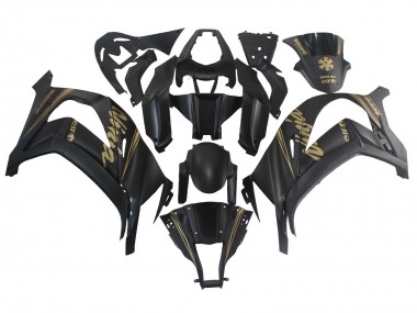 Affordable 2011-2015 Kawasaki ZX10R Motorcycle Fairings - Matte Black Gold Snow Elf