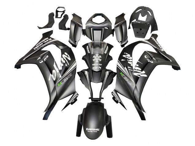 2011-2015 Kawasaki ZX10R Motorcycle Fairings - Matte Black Green Elf