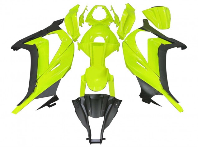 2011-2015 Kawasaki ZX10R Motorcycle Fairings - Fluorescent Green Matte Black