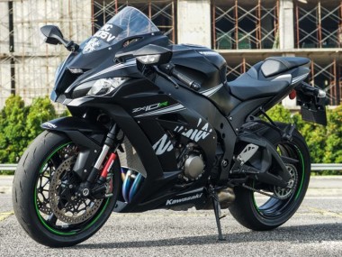 Affordable 2011-2015 Kawasaki ZX10R Motorcycle Fairings - Matte Black White Green Snow Decal
