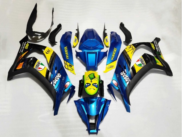 2011-2015 Kawasaki ZX10R Motorcycle Fairings - Blue Yellow Black Shark