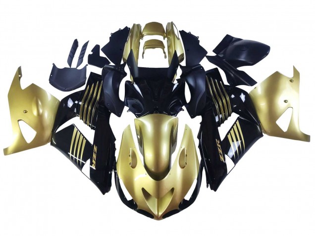 2006-2011 Kawasaki ZX14R ZZR1400 Motorcycle Fairings - Gold Black