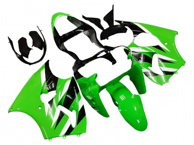 2000-2002 Kawasaki ZX6R Motorcycle Fairings - Green White Black