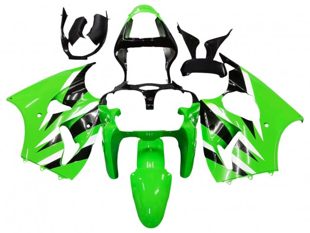 2000-2002 Kawasaki ZX6R Motorcycle Fairings - Green White Black