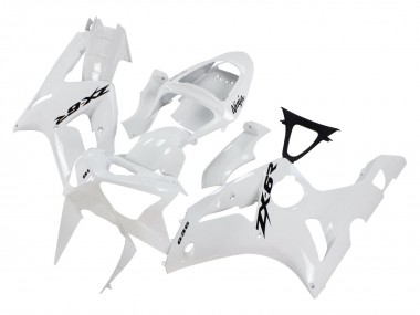 Affordable 2003-2004 Kawasaki ZX6R Motorcycle Fairings - White Black Decals