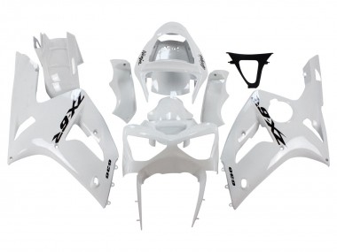 Affordable 2003-2004 Kawasaki ZX6R Motorcycle Fairings - White Black Decals