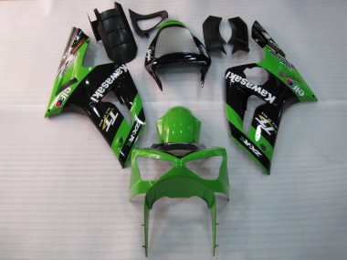 Affordable 2003-2004 Kawasaki ZX6R Motorcycle Fairings - Green Black Elf Bridgestone