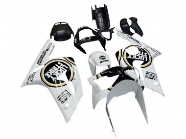 Affordable 2003-2004 Kawasaki ZX6R Motorcycle Fairings - White Black Motul Lucky Strike