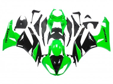Affordable 2009-2012 Kawasaki ZX6R Motorcycle Fairings - Green Glossy Black