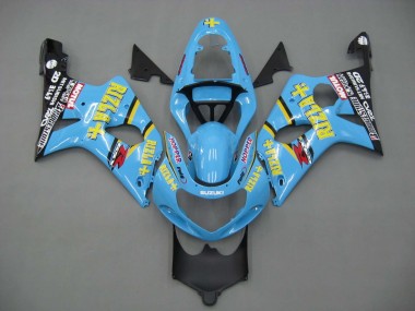 Affordable 2000-2002 Suzuki GSXR1000 Motorcycle Fairings - Light Blue Yellow Black Motul Rizla