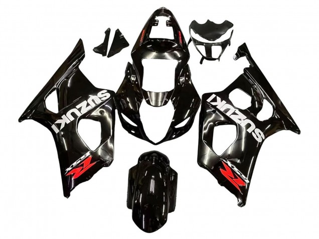 2003-2004 Suzuki GSXR 1000 Motorcycle Fairings - Glossy Black White Red Decals