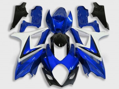 Affordable 2007-2008 Suzuki GSXR 1000 Motorcycle Fairing - White Blue Black