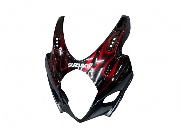 2007-2008 Suzuki GSXR 1000 Motorcycle Fairings - Black Red Flame