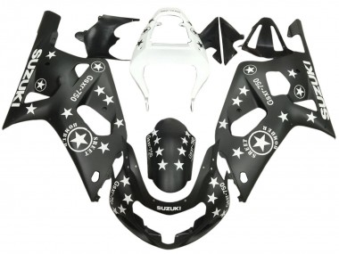 Affordable 2001-2003 Suzuki GSXR 600 / GSXR 750 Motorcycle Fairings - Glossy Black White Star