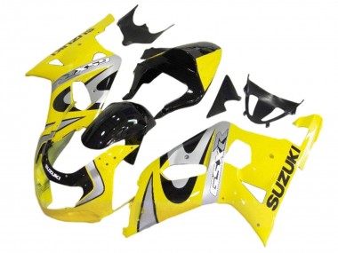 Affordable 2001-2003 Suzuki GSXR 600 / GSXR 750 Motorcycle Fairing Kits - Yellow Silver Glossy Black