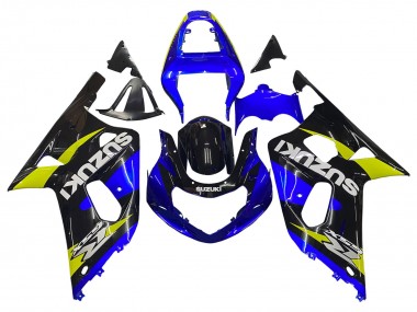 Affordable 2001-2003 Suzuki GSXR 600 / GSXR 750 Motorcycle Fairings - Blue Yellow Glossy Black