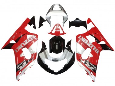 Affordable 2001-2003 Suzuki GSXR 600 / GSXR 750 Motorcycle Fairing - Red White Glossy Black
