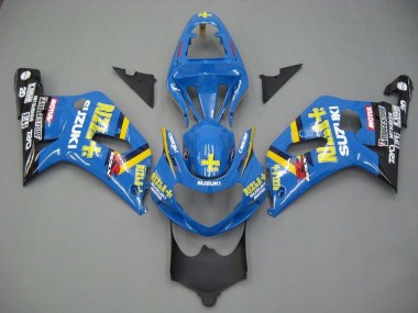 Affordable 2001-2003 Suzuki GSXR 600 / GSXR 750 Motorcycle Fairings - Blue Yellow Black Motul Rizla