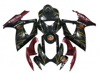 Affordable 2006-2007 Suzuki GSXR 600 / GSXR 750 Motorcycle Fairings - Glossy Black Red Gold