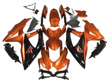 Affordable 2008-2010 Suzuki GSXR 600 / GSXR 750 Motorcycle Fairing - Orange Glossy Black