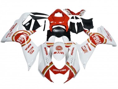 Affordable 2008-2010 Suzuki GSXR 600 / GSXR 750 Motorcycle Fairings - White Red Lucky Strike