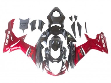 Affordable 2011-2024 Suzuki GSXR 600 / GSXR 750 Bike Fairings - Red Glossy Black